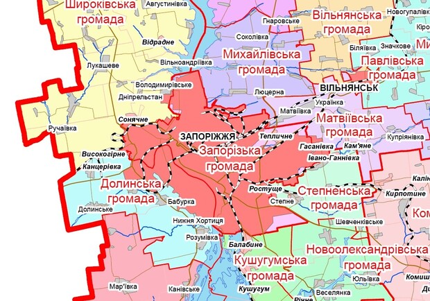 Карта запорожской области подробная с городами и поселками на русском языке