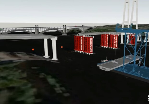 Как в Запорожье будут строить вантовый мост через Днепр. Скриншот из видео