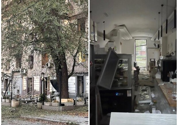 Работники кофейни в центре Запорожья показали, что с заведением после ракетного удара 