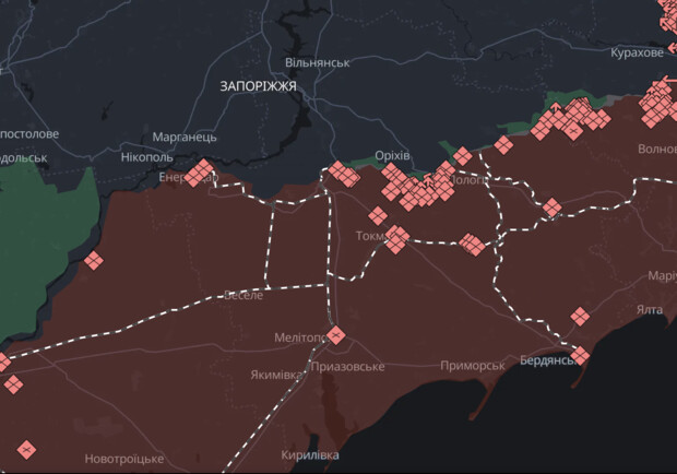 Карта военных действий в Запорожской области. 