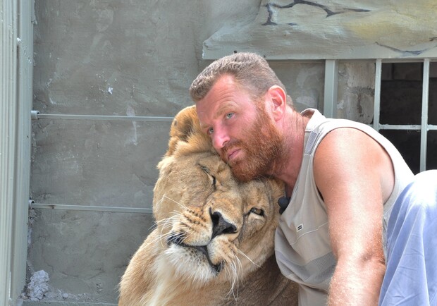Лев приревновал свою львицу к Александру. Фото vgorode.ua