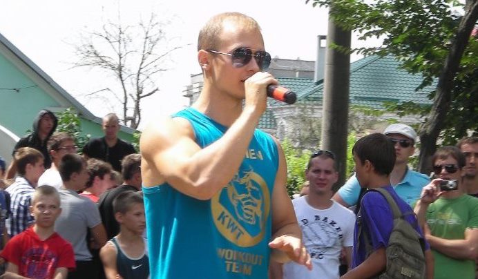 Рэпер Дени Монтана на открытие турнира "Street Workout " в Запорожье