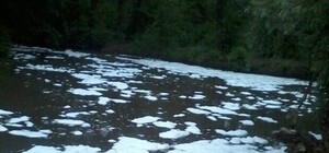 Приток Днепра покрылся пеной из-за неизвестной химии