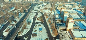 Красота: как выглядит заснеженный город с высоты птичьего полета