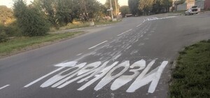 Чтобы никто не пострадал: днепрянин написал на дороге огромное предупреждение