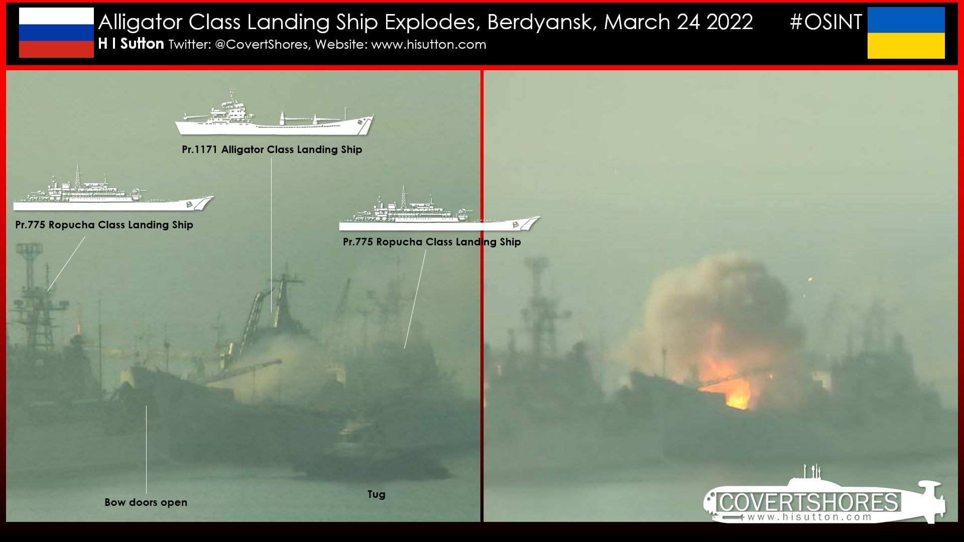 У Бердянську знищили великий десантний корабель окупантів 