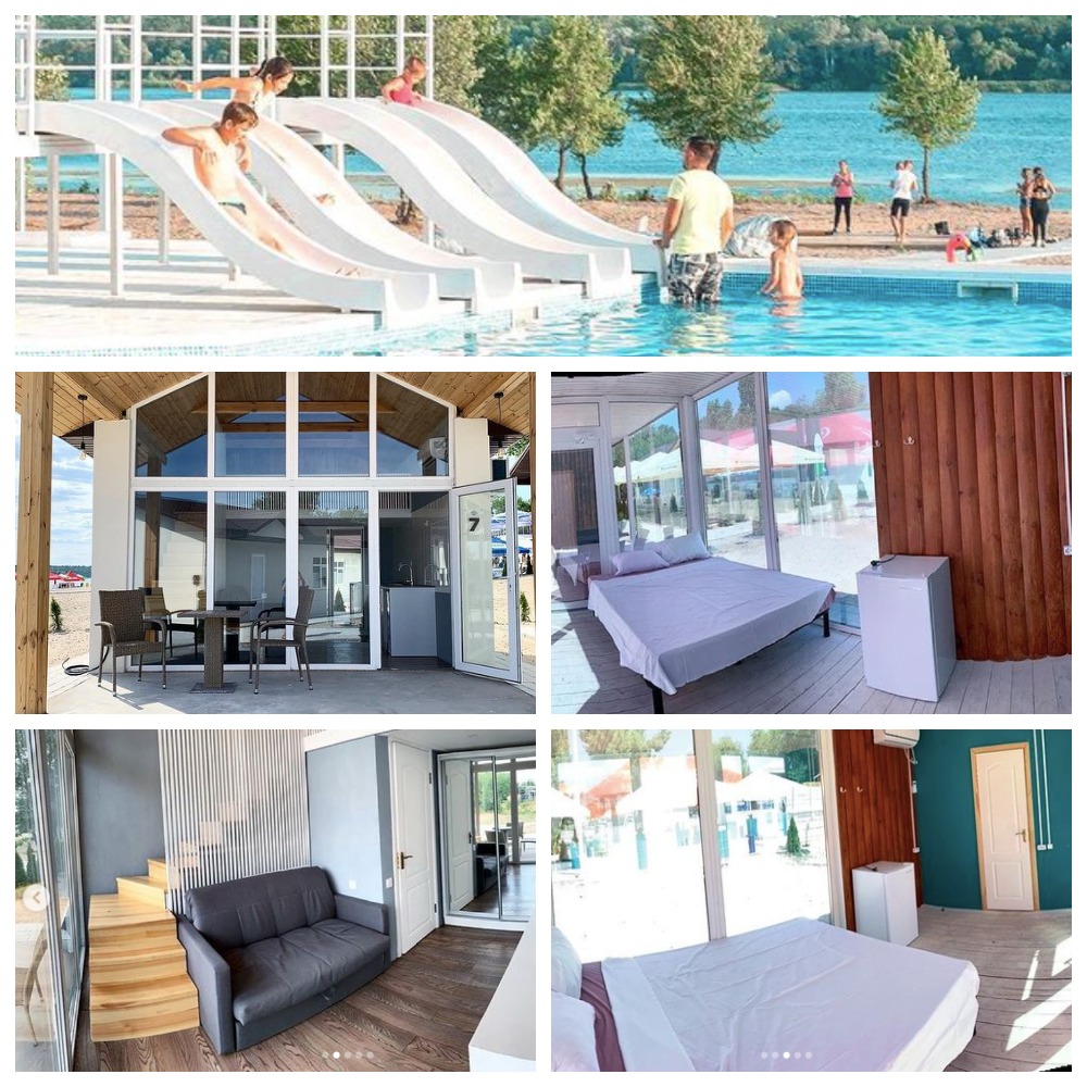 Слева фото коттеджа, справа – бунгало в Pool&Beach / @poolandbeachzp