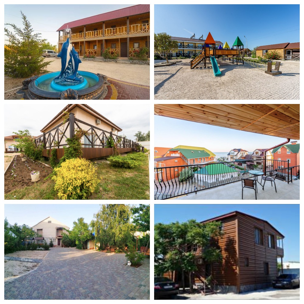 1 фото – база «Валентина», 2 – «Адмирал», 3 – NewVasiki, 4 – Barbaris, 5 – «Алые розы», 6 – Pelican Hote