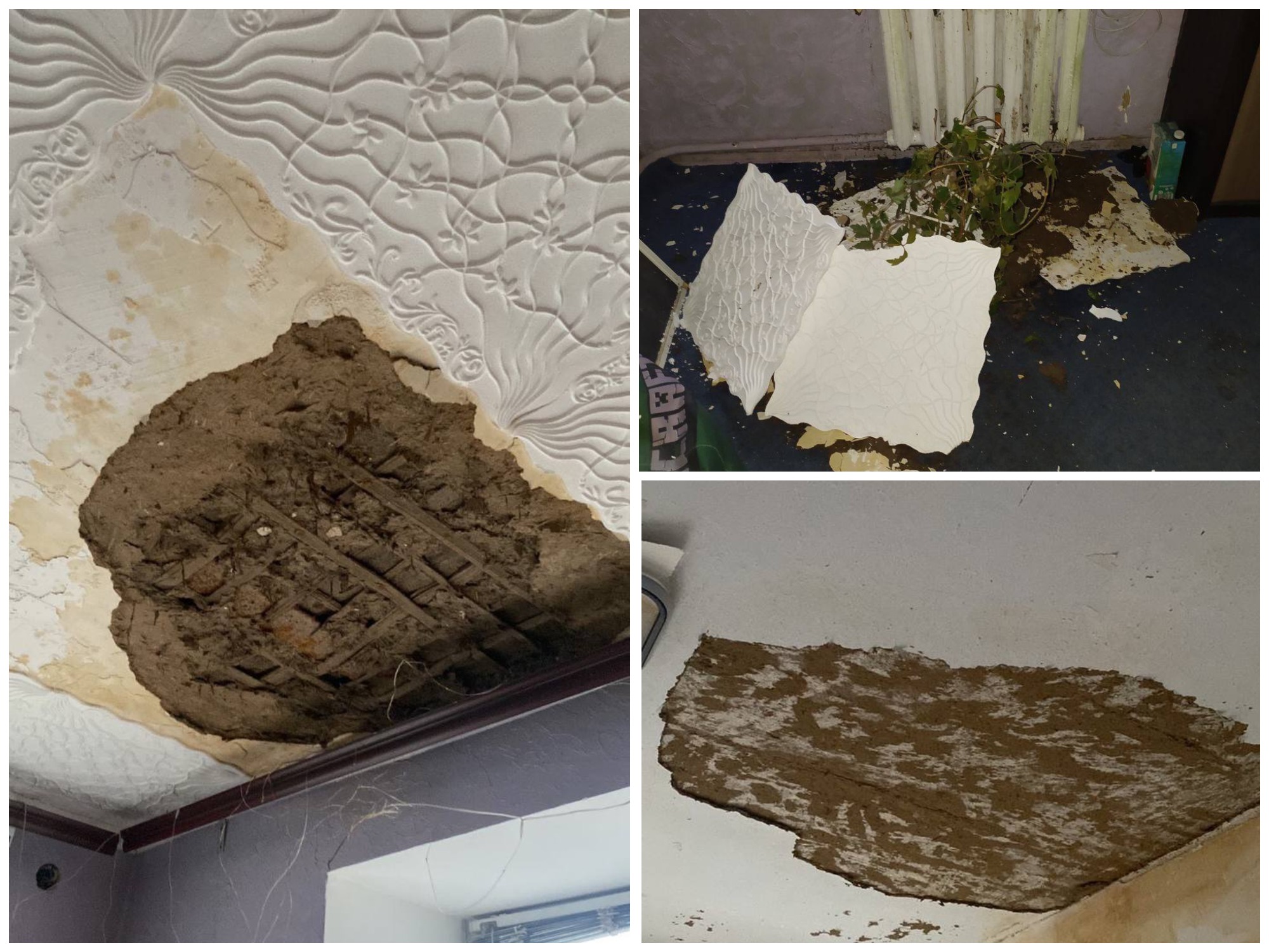 У будинку зруйновані вікна, дах, зіпсована стеля