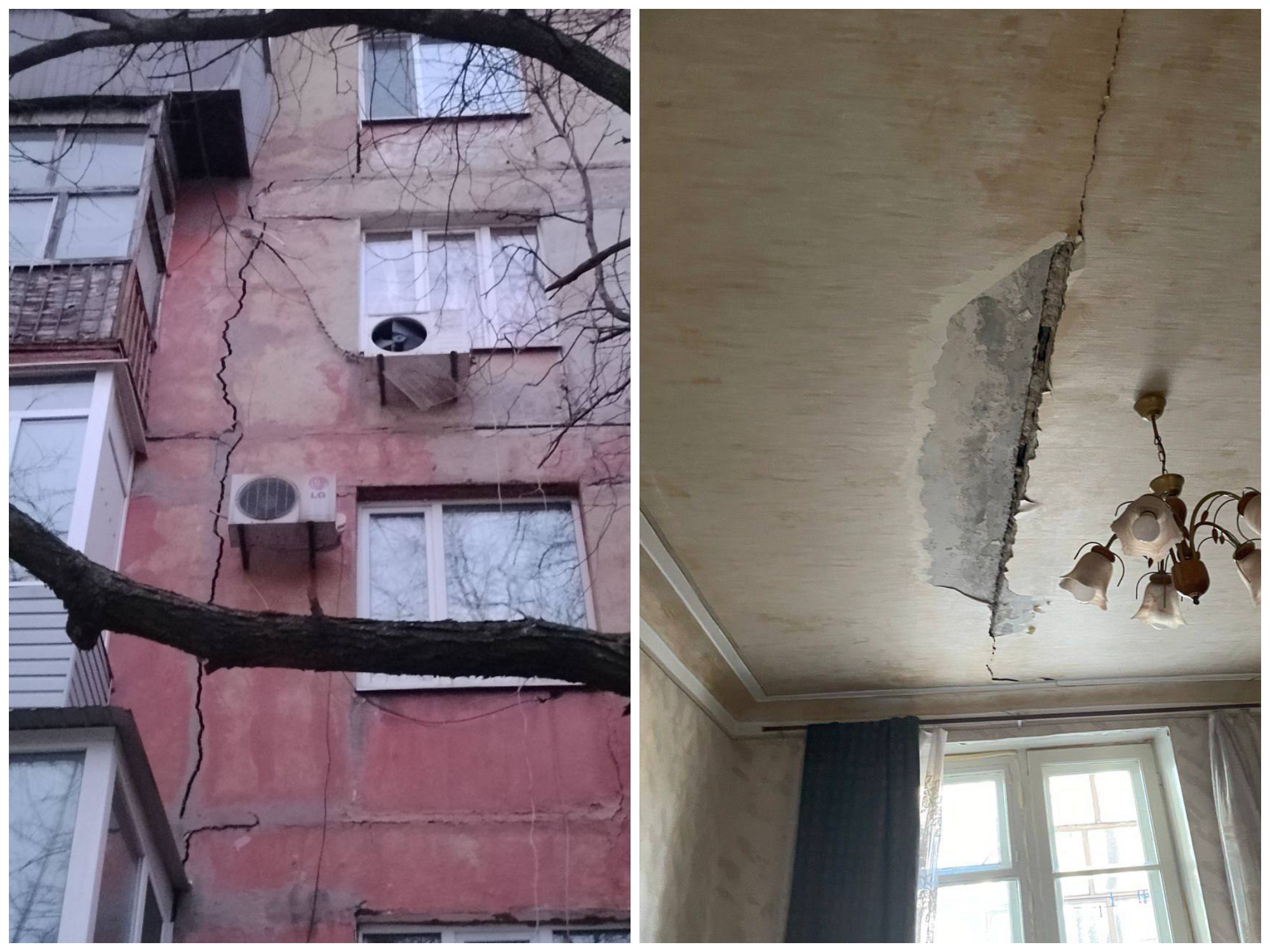 В Запорожье пошли огромные трещины в пятиэтажке - || фото: t.me/kurtievofficial