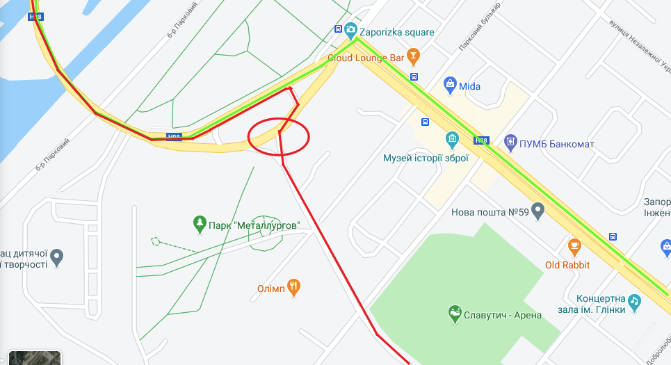 Сложный путь помечен красным, легкий – зеленым