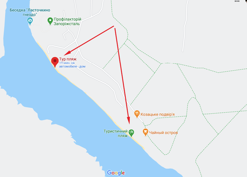 На Хортице есть два турпляжа