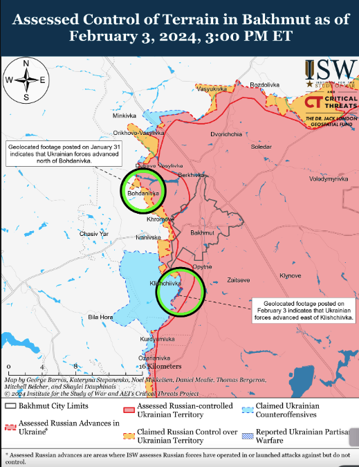 Карта бойових дій в Україні 4 лютого. || Фото: understandingwar.org