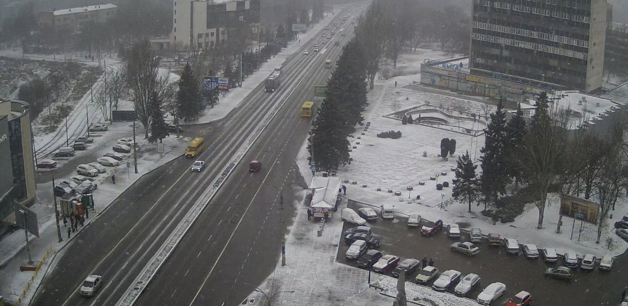 Пушкина в снегу / webcam.zp.ua