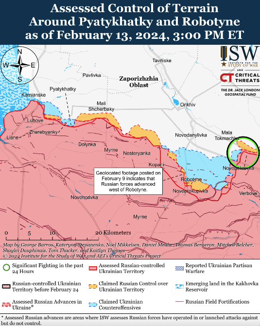 Карта бойових дій в Україні 14 лютого -