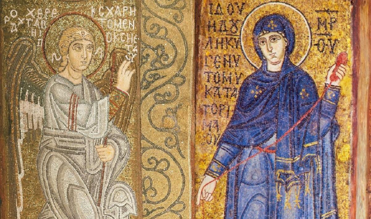 Икона Благовещения Пресвятой Богородицы. Мозаика, София Киевская, XI век