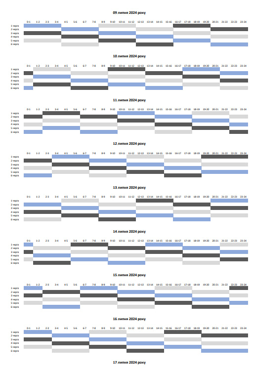 График отключения света в Запорожье на июль 2024