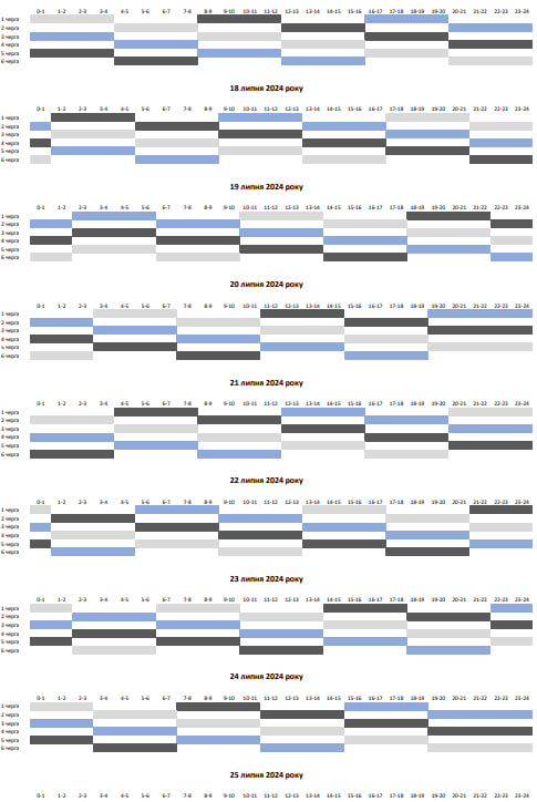 График отключения света в Запорожье на июль 2024