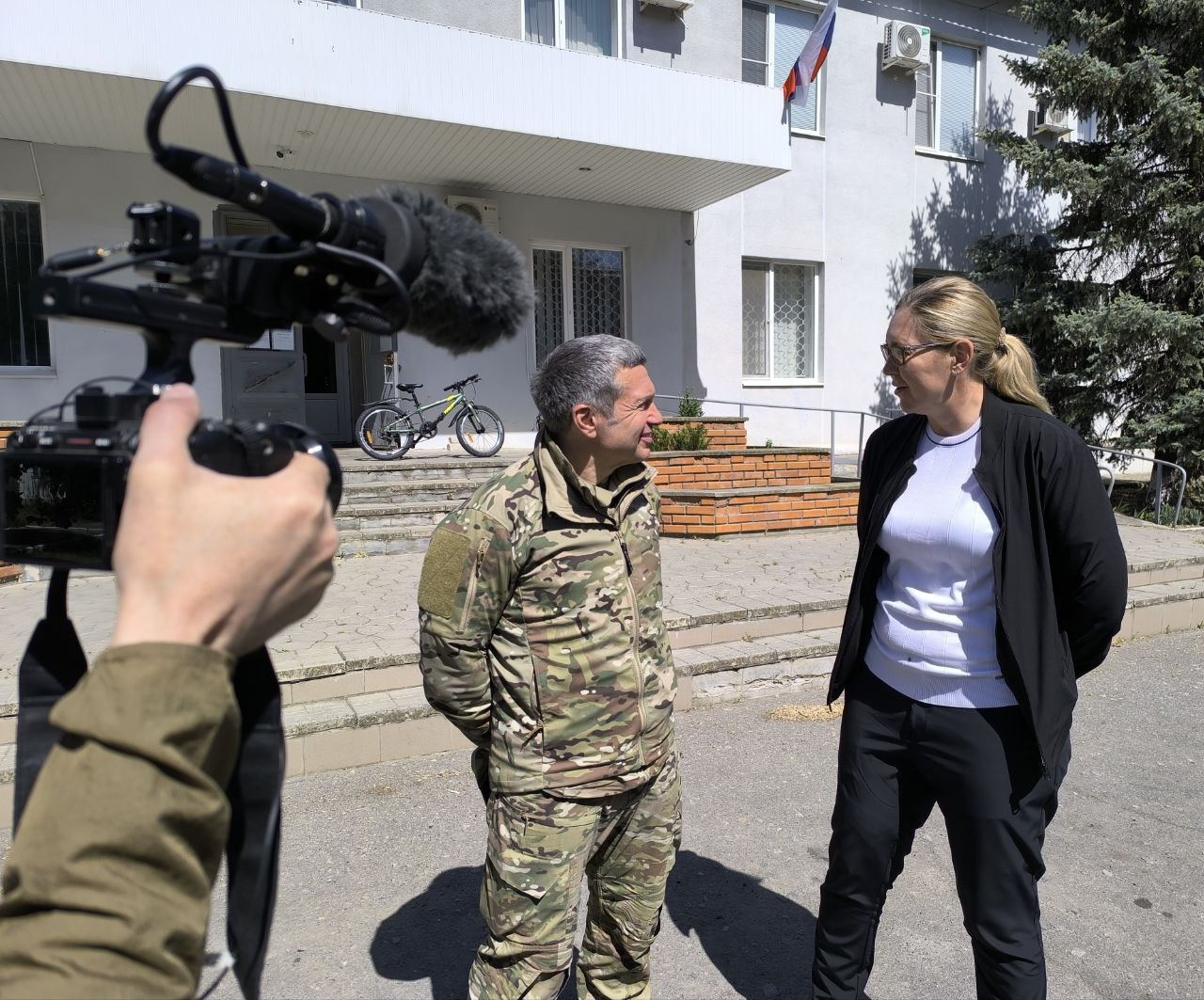 Пропагандист РФ Соловйов приїжджав на окуповану територію Запорізької області. || Фото гауляйтерки Якимівки