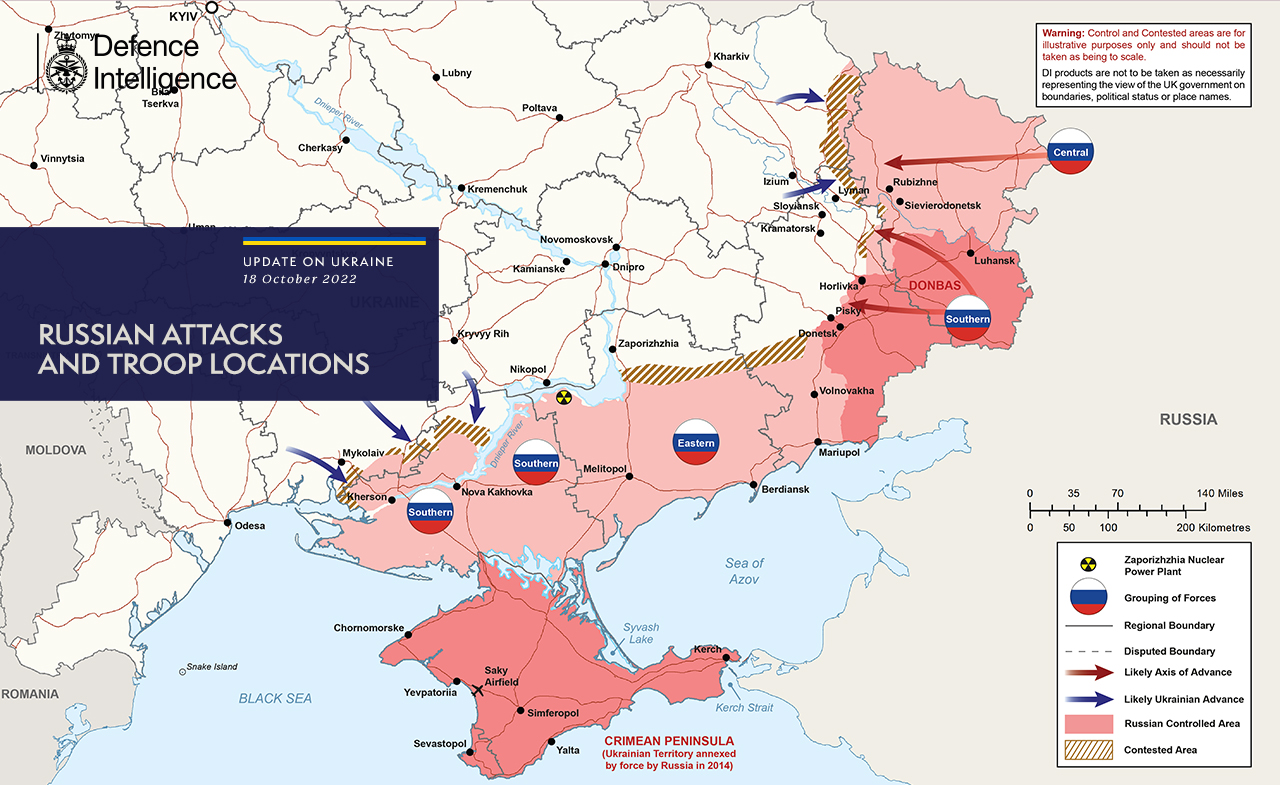 Британская разведка показала, как выгладает линия фронта в Запорожской области. || Фото: https://twitter.com/DefenceHQ