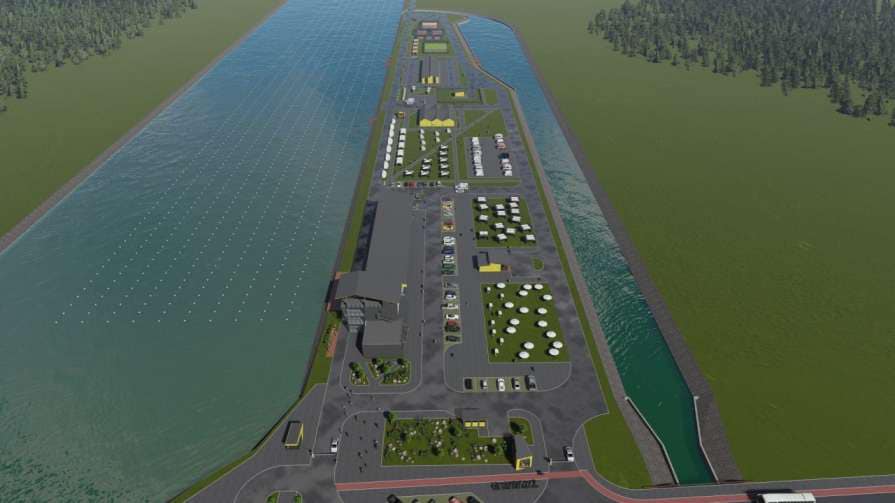 Визуализация будущего гребного канала в Запорожье.