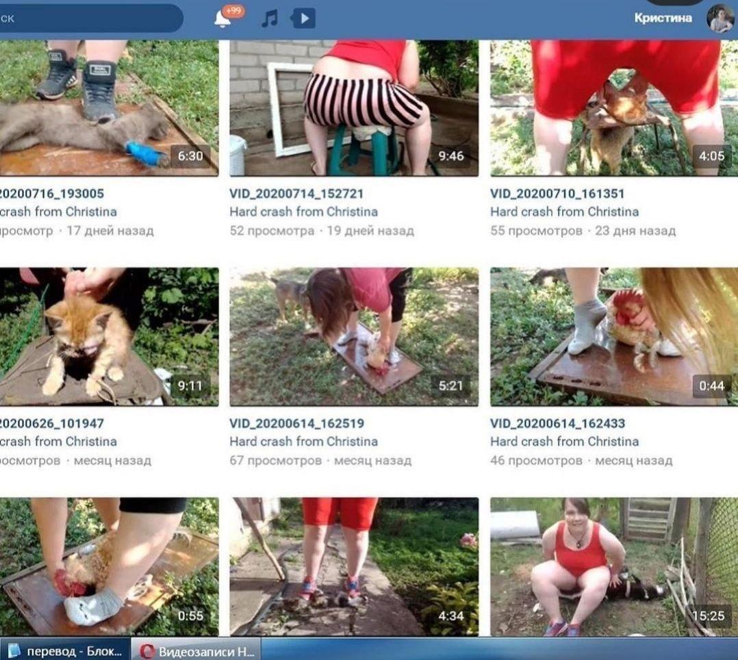 Девушка снимала на видео, как убивает животных. Скриншот из их группы в ВК