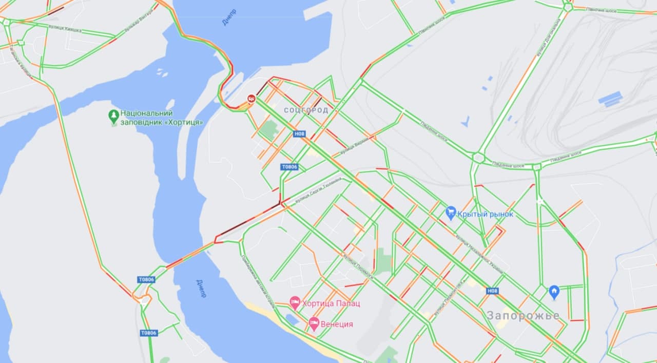 Запорожье погрузло в пробках