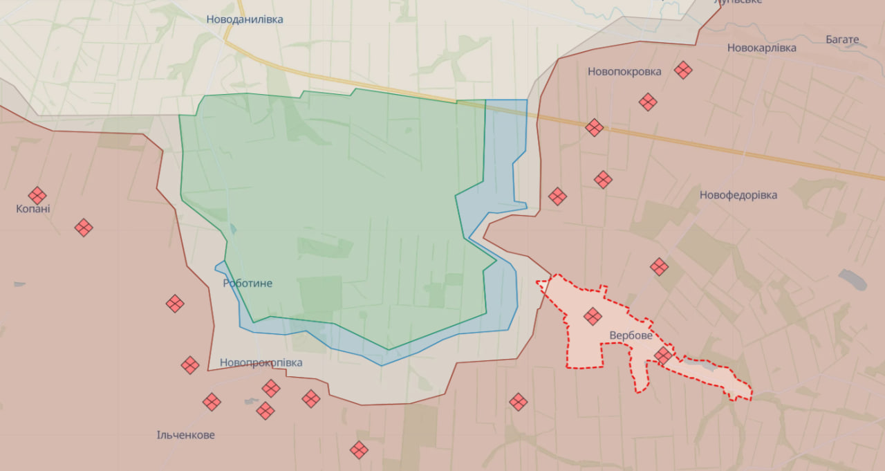 Продвижение ВСУ в Запорожской области. Скриншот: deepstatemap.live