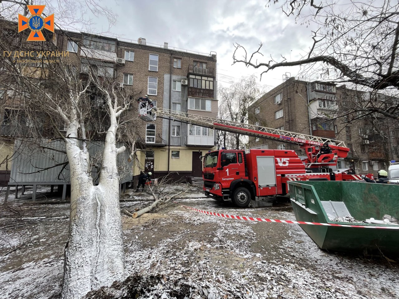 Падали дерева та застрягали автівки: запорізькі рятувальники ліквідували наслідки негоди. || Фото: t.me/gu_dsns_zp