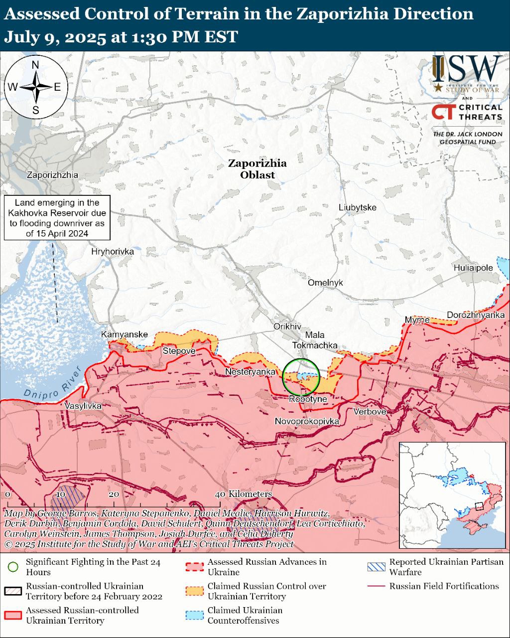 Російське просування на Запорізькому напрямку не підтверджується - свіжий аналіз фронту. Фото: understandingwar.org