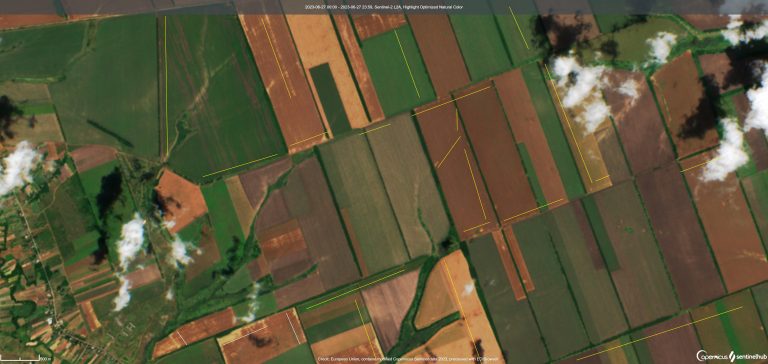 Восточная часть с.Берестового, 07.07.2023. Фото со спутника Sentinel-2