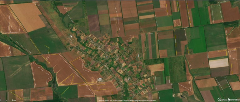 Село Елизаветовка Бердянского района, 07.07.2023. Фото со спутника Sentinel-2