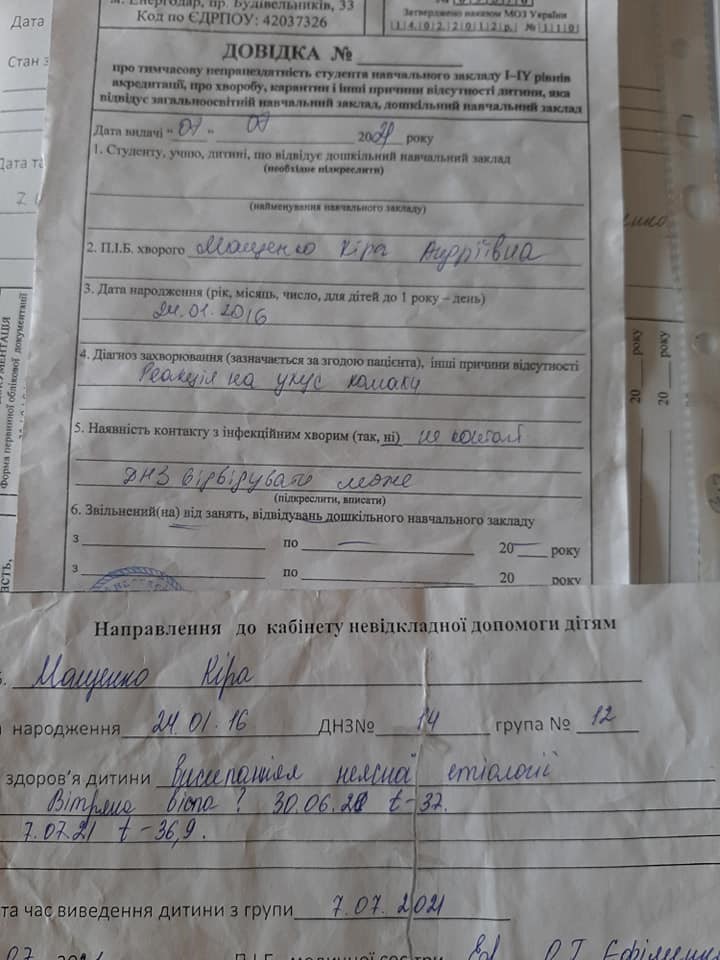 Справка от врача с диагнозом/ / фото: fb Жанны Прокопенко
