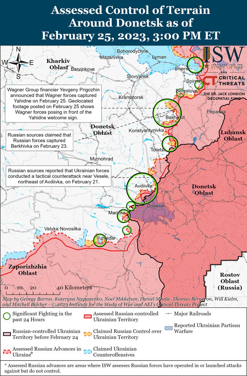 Карта бойових дій в Україні 26 лютого.