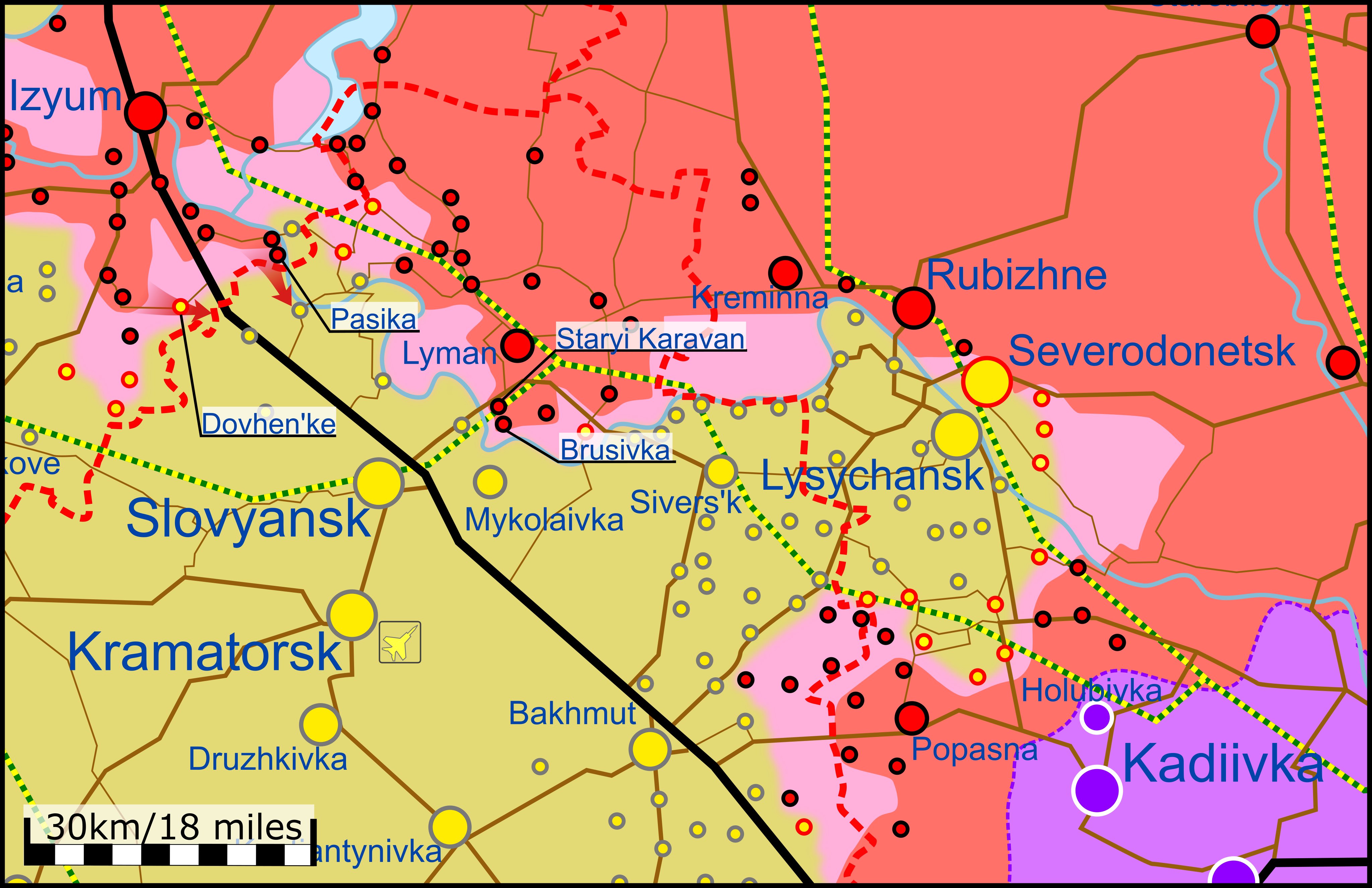 Мапа бойових дій в Україні 5 червня.