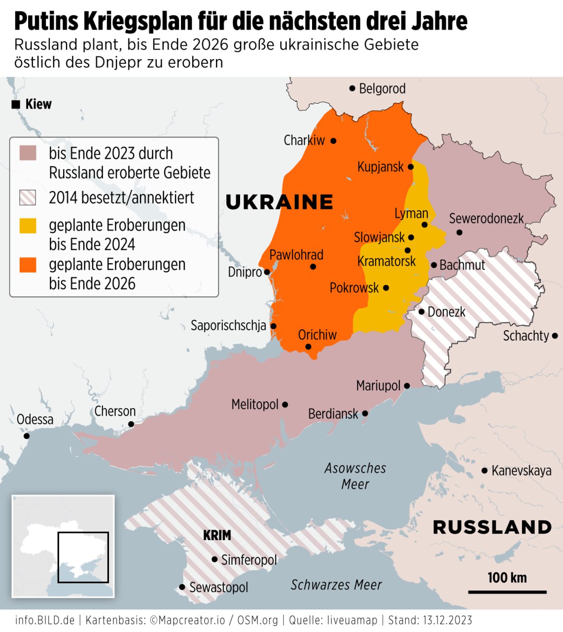 К 2026 году Россия планирует захватить Запорожскую, Днепропетровскую и Харьковскую области - || фото: t.me/BILD_Russian