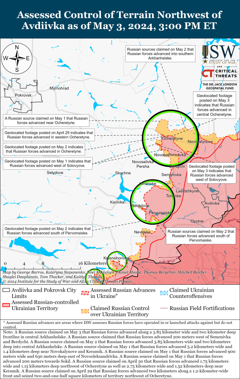 Карта бойових дій в Україні 4 травня.