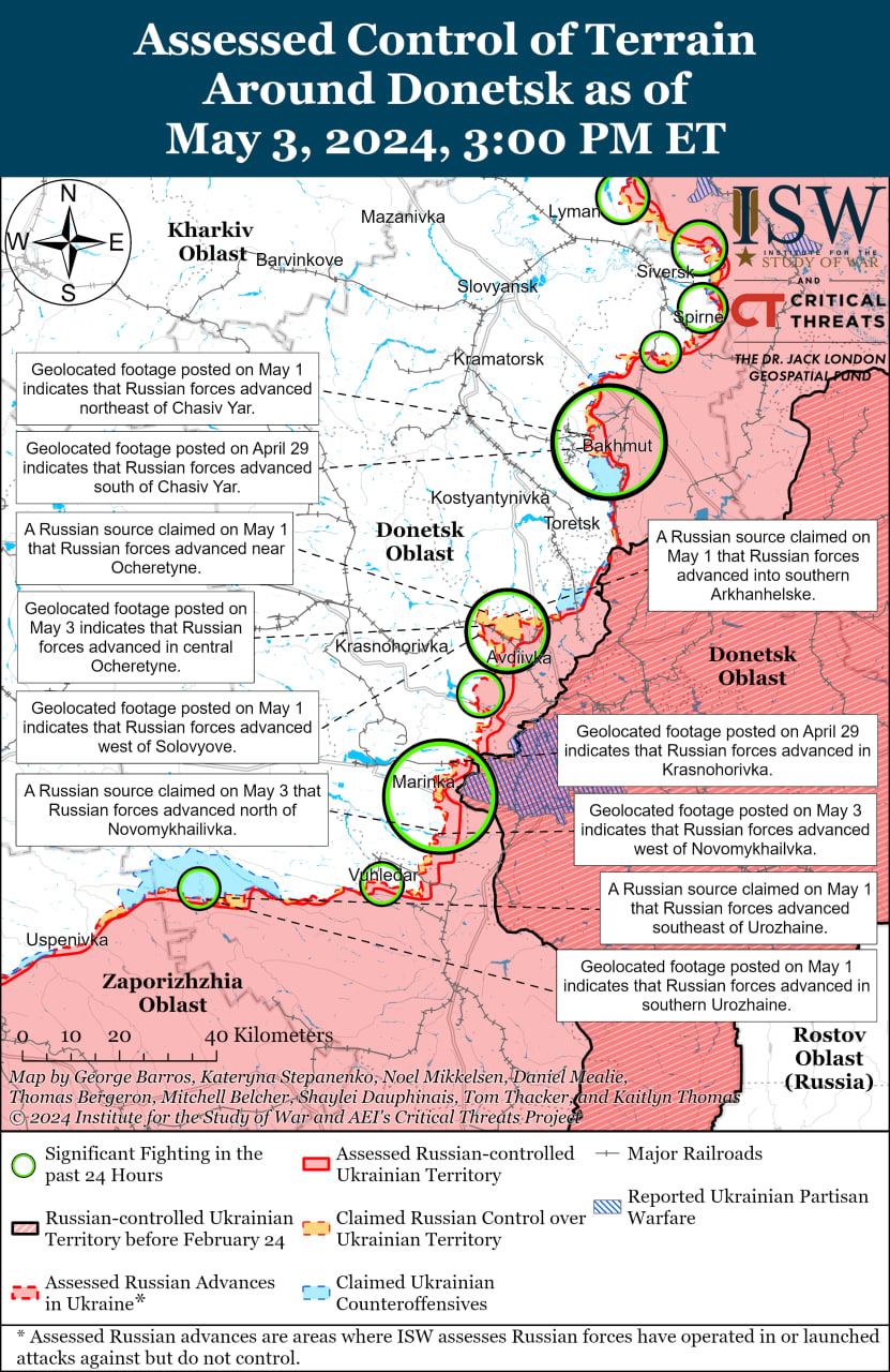 Карта бойових дій в Україні 4 травня.