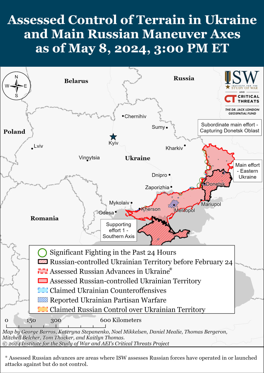 Карта бойових дій в Україні 9 травня.