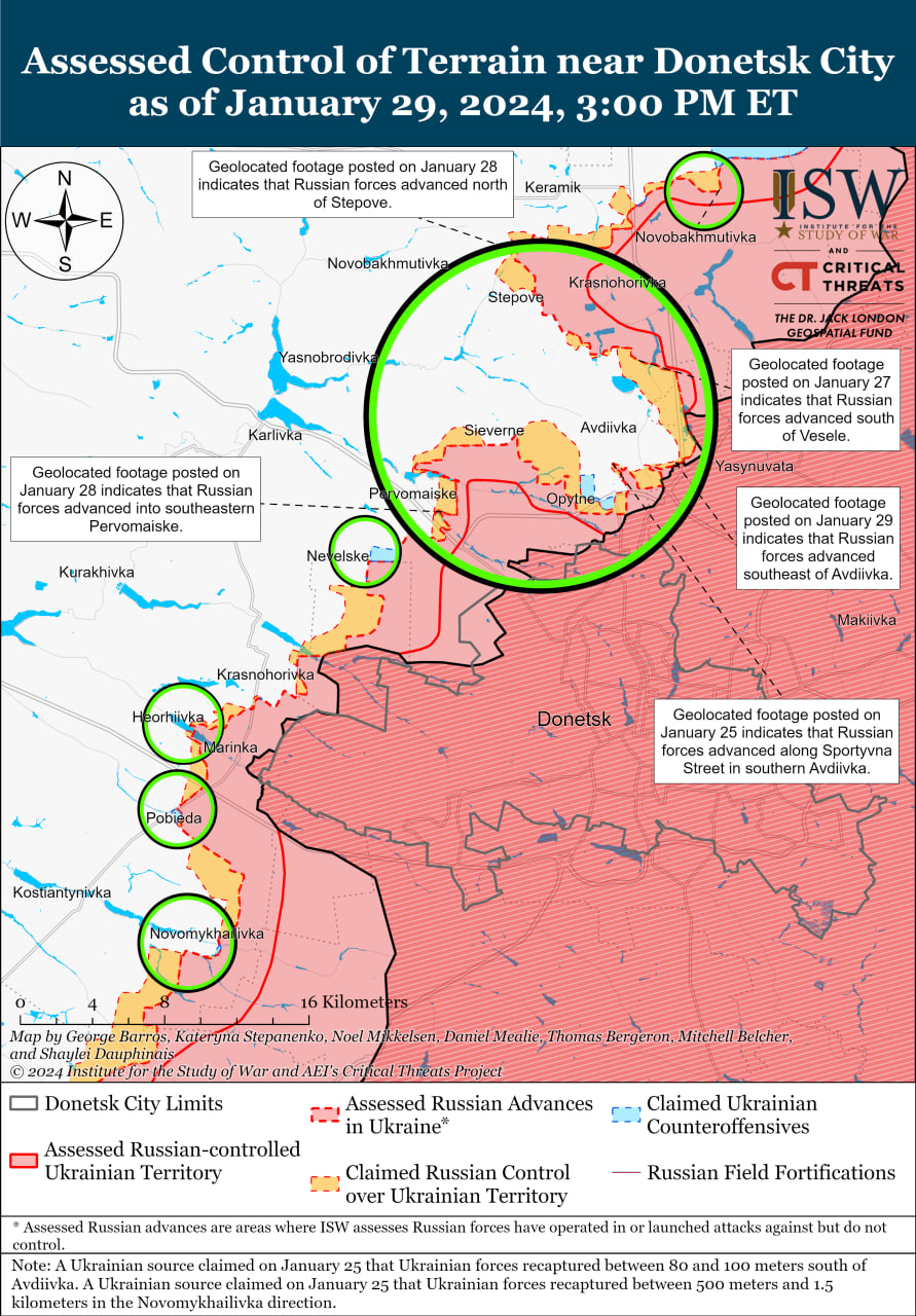 Карта бойових дій в Україні 30 січня.