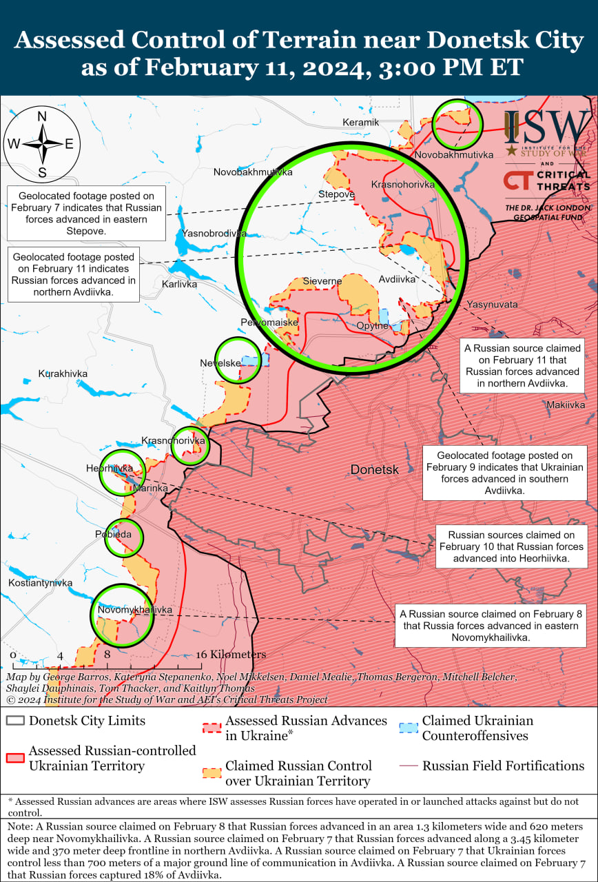 Карта бойових дій в Україні 12 лютого.
