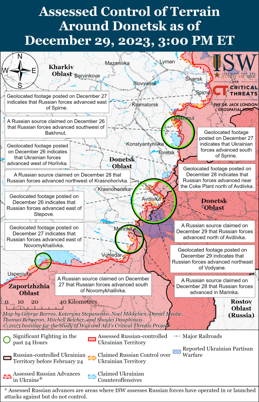 Карта бойових дій в Україні 30 грудня.
