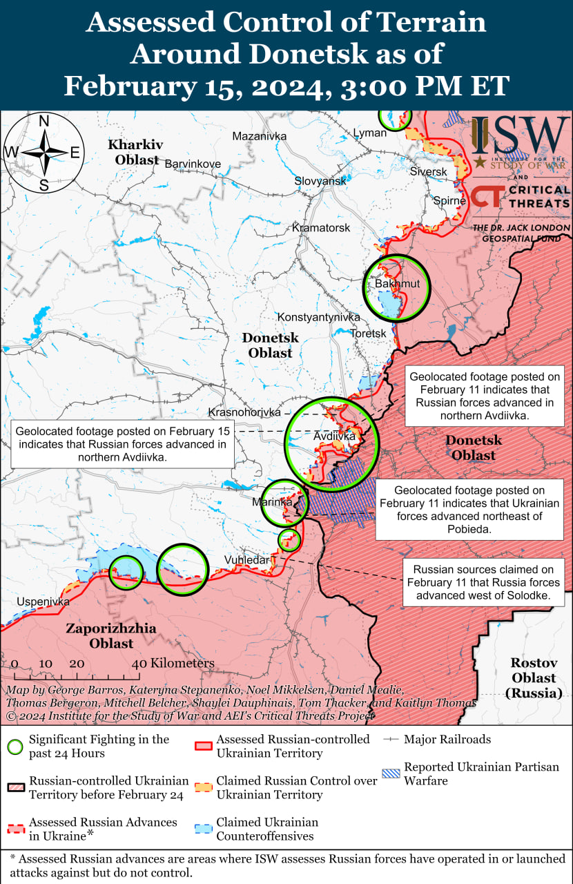 Карта бойових дій в Україні 16 лютого -