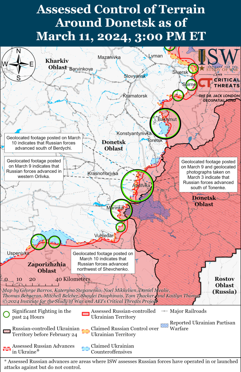 Карта бойових дій в Україні 12 березня.