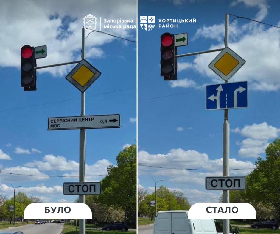В Запорожье установили новые дорожные знаки &ndash; где именно. Фото: Запорожский горсовет